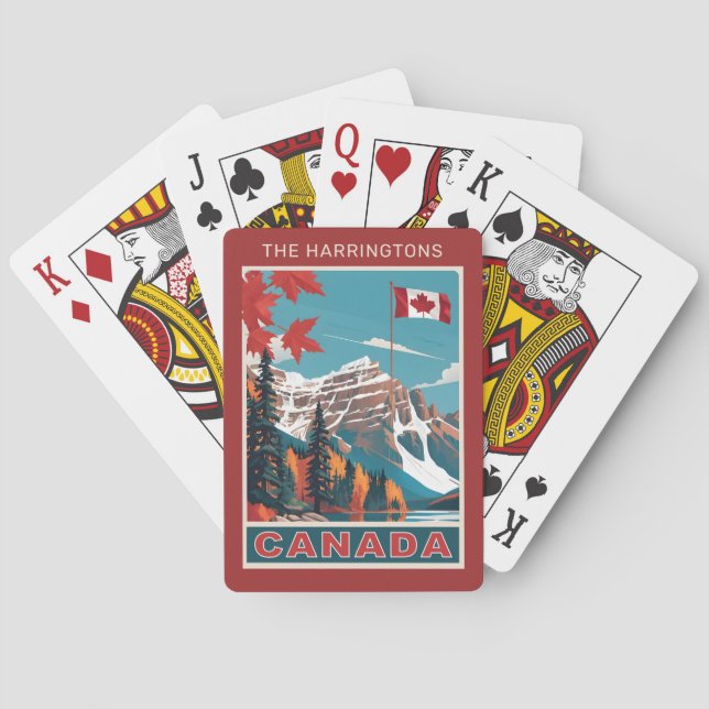 Custom Name Canada Travel Poster Playing Cards (Back)