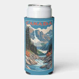 Custom Name Canada Travel Poster Seltzer Can Cooler