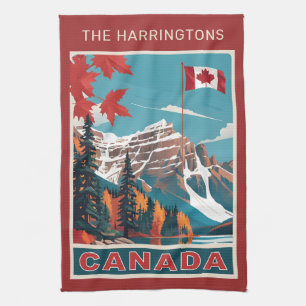 Custom Name Canada Travel Poster Tea Towel