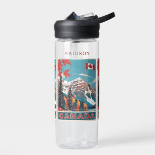 Custom Name Canada Travel Poster Water Bottle