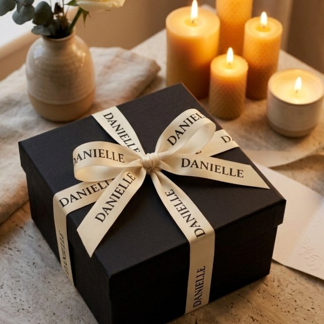 Custom Name Candle Light Ivory Satin Ribbon Warm E (Creator Uploaded)