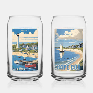 Custom Name Cape Cod Massachusetts Can Glass