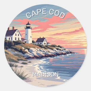 Custom Name Cape Cod Massachusetts Classic Round Sticker