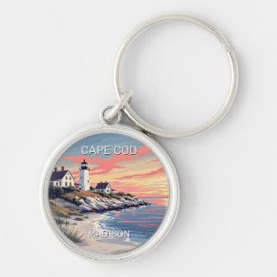 Custom Name Cape Cod Massachusetts Key Ring