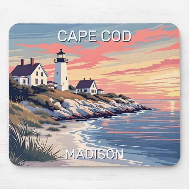 Custom Name Cape Cod Massachusetts Mouse Mat (Front)