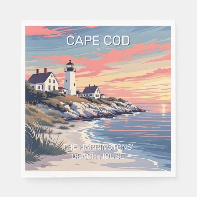 Custom Name Cape Cod Massachusetts Napkin (Front)