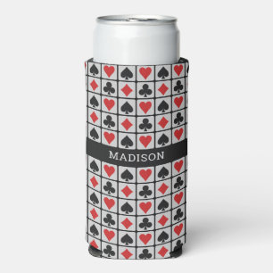 Custom Name Card Suits Seltzer Can Cooler