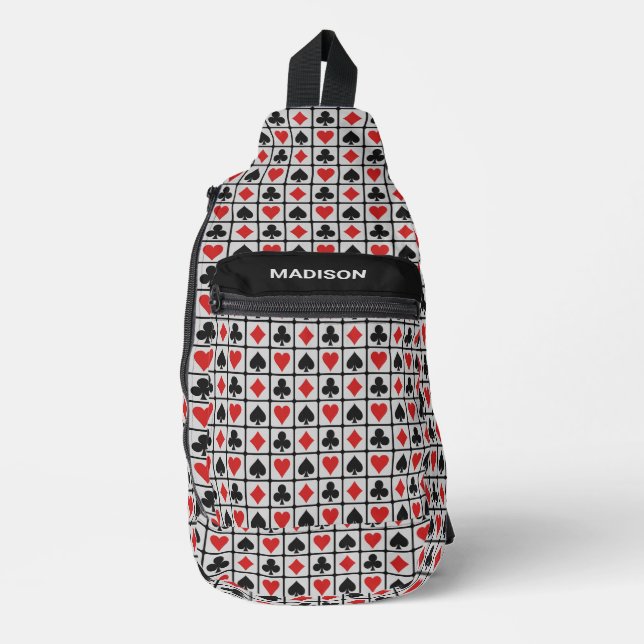 Custom Name Card Suits Sling Bag (Front)