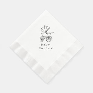 Custom Name Carriage Baby Shower Napkin