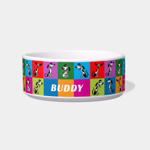 Custom name cartoon doggies bowl