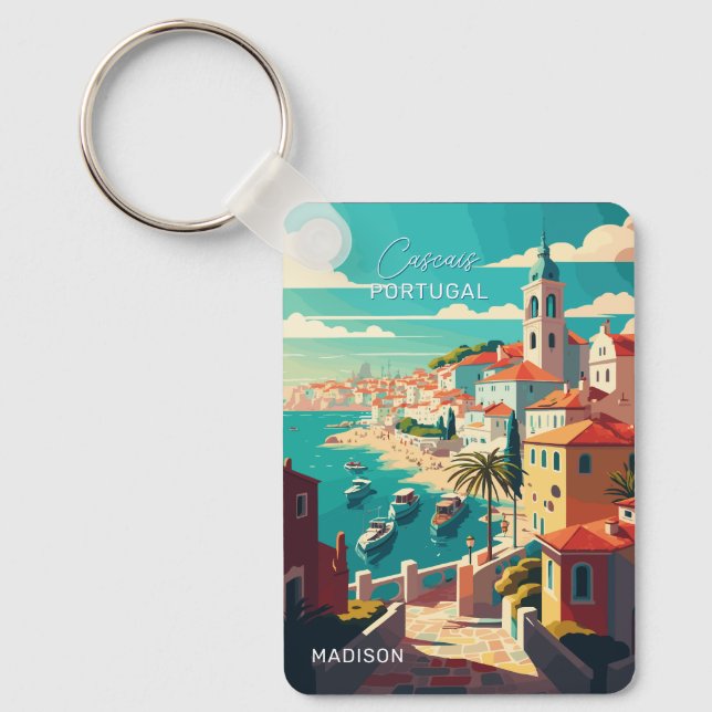 Custom Name Cascais Portugal Key Ring (Front)