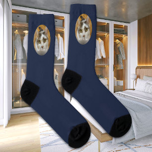 Custom Name Cat Dog Photo Modern Personalised Socks