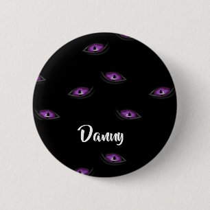 Custom name cat eyes 6 cm round badge