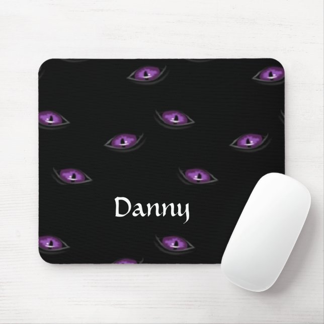 Custom name cat eyes mouse mat (With Mouse)