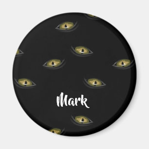 Custom name cat eyes on black magnet