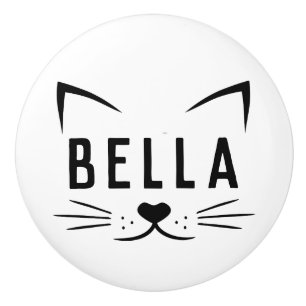 Custom Name Cat Face Novelty Ceramic Knob