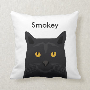 Custom name cat pillow - customisable black cat