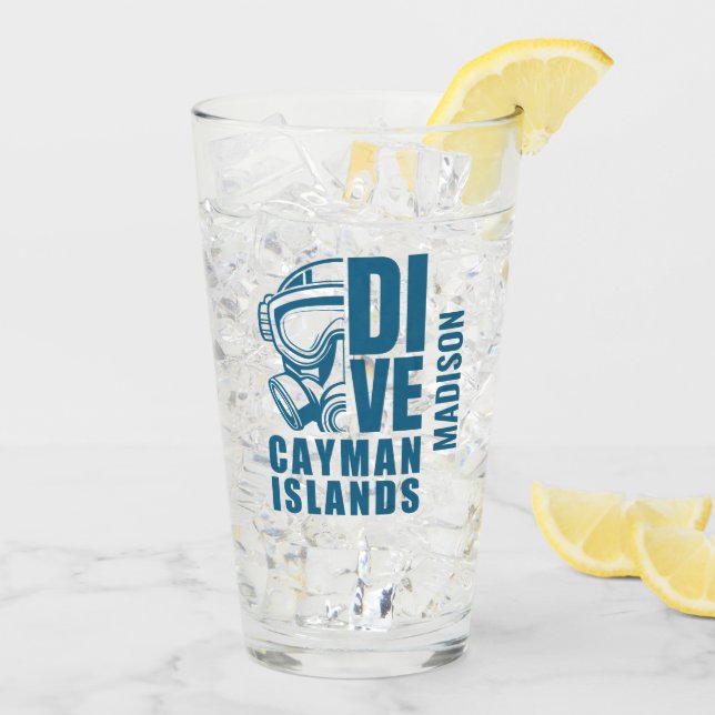 Custom Name Cayman Islands Diving Glass (Back Ice)