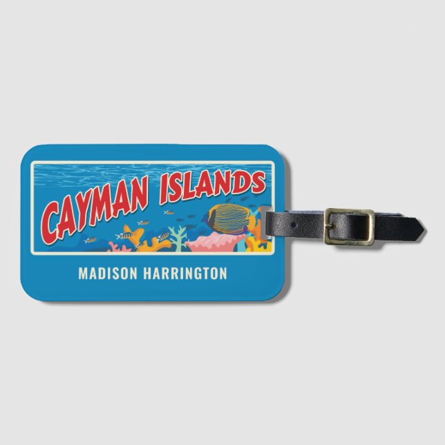 Custom Name Cayman Islands Luggage Tag (Front Horizontal)