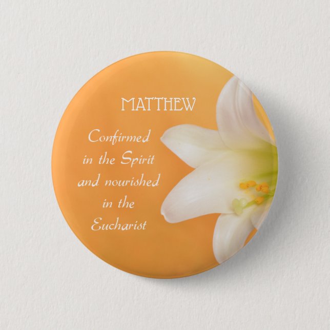 Custom Name, Celebrating RCIA Congratulations Lily 6 Cm Round Badge (Front)