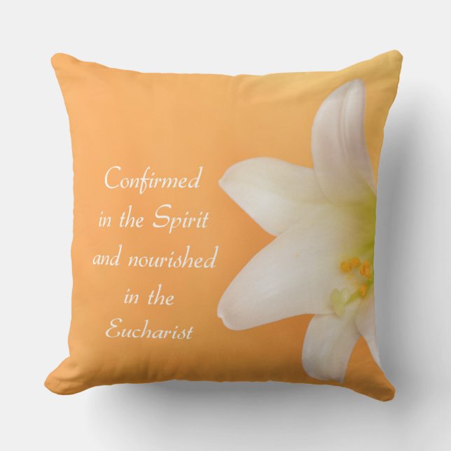 Custom Name, Celebrating RCIA Congratulations Lily Cushion (Front)