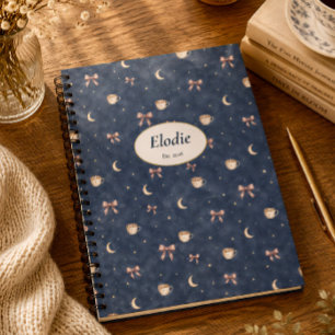 Custom Name Celestial Cottagecore Moon Stars Gift Notebook