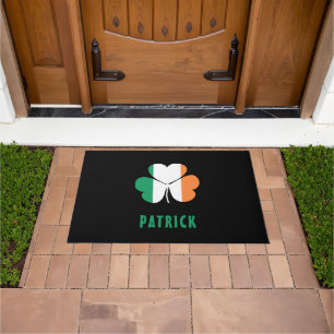 Custom Name Celtic Ireland Shamrock Irish Flag Doormat