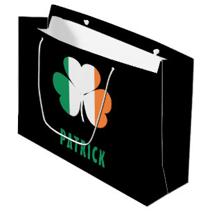 Custom Name Celtic Ireland Shamrock Irish Flag Large Gift Bag