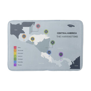 Custom Name Central America Map Bath Mat