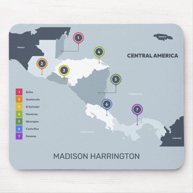 Custom Name Central America Map Mouse Mat (Front)