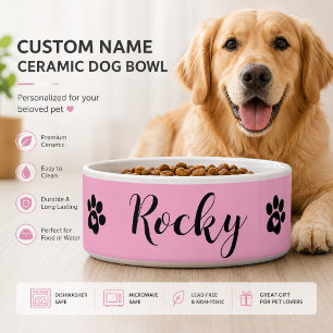 Custom Name Ceramic Dog Bowl - Personalised Pet