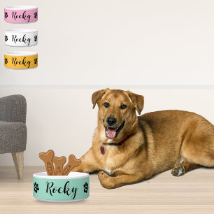 Custom Name Ceramic Dog Bowl - Personalised Pet 