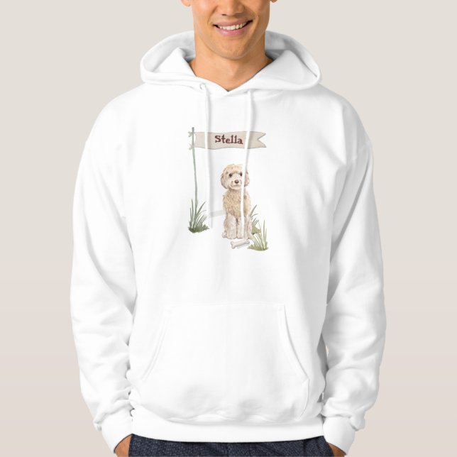 Custom Name Champagne Cockapoo Pet Dog Hoodie (Front)