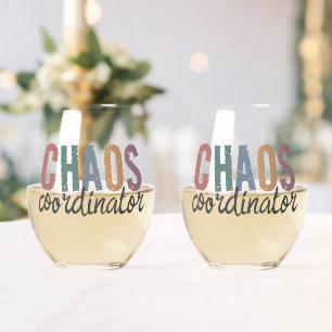Custom Name Chaos Coordinator Manager Supervisor  Stemless Wine Glass