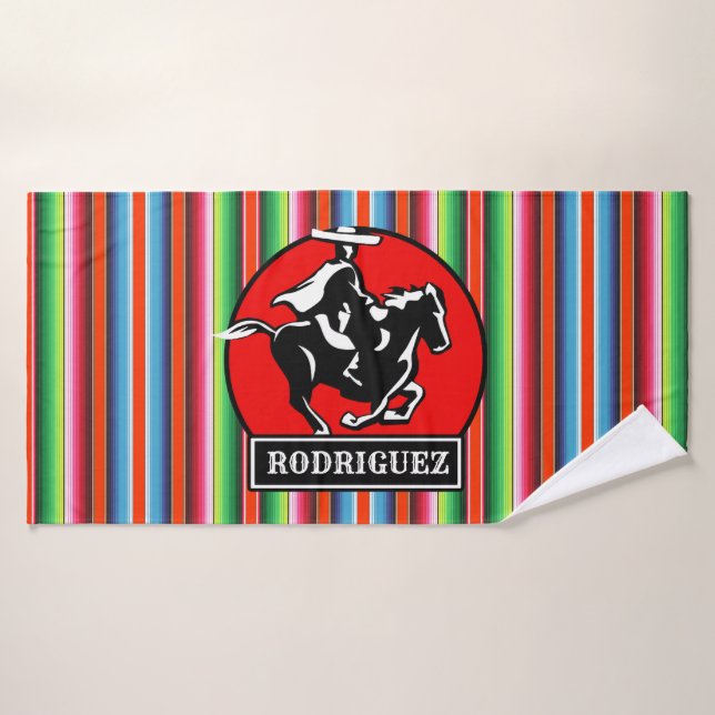 Custom NAME Charro Horse Spanish Mexican Serape Bath Towel (Bath Towel)