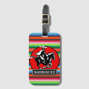 Custom NAME Charro Horse Spanish Mexican Serape Luggage Tag