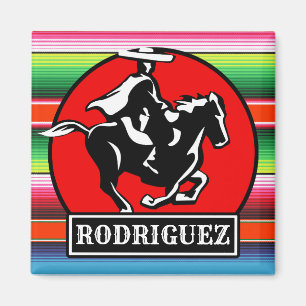 Custom NAME Charro Horse Spanish Mexican Serape Magnet