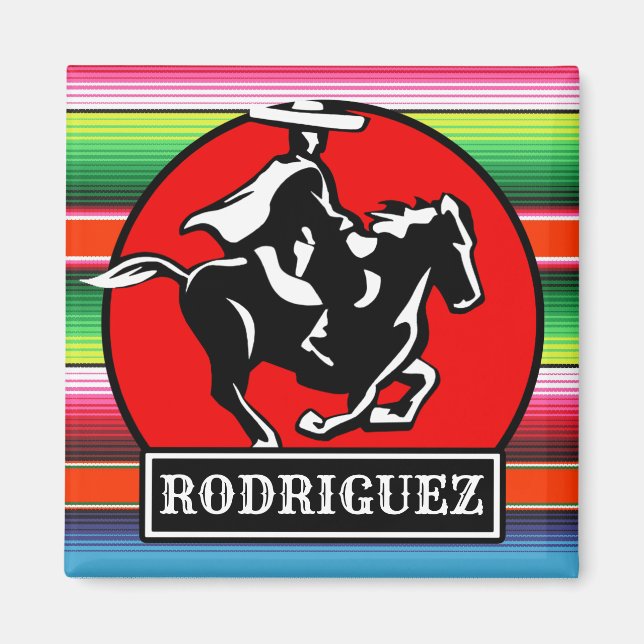 Custom NAME Charro Horse Spanish Mexican Serape Magnet (Front)