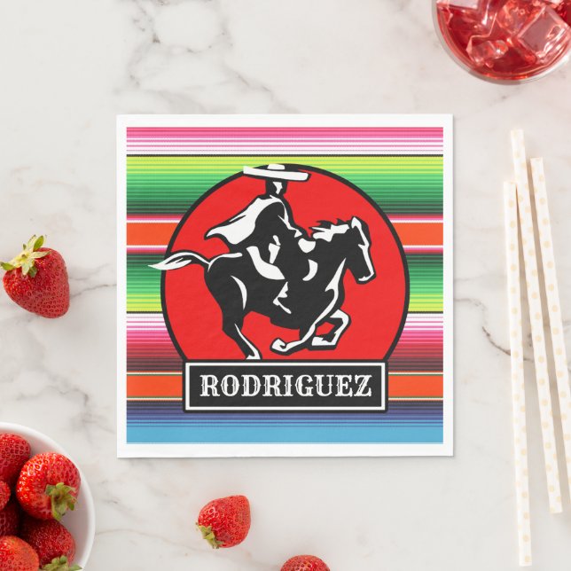 Custom NAME Charro Horse Spanish Mexican Serape Napkin (Insitu)