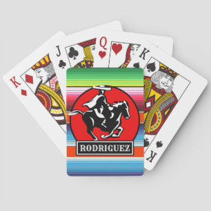 Custom NAME Charro Horse Spanish Mexican Serape Playing Cards