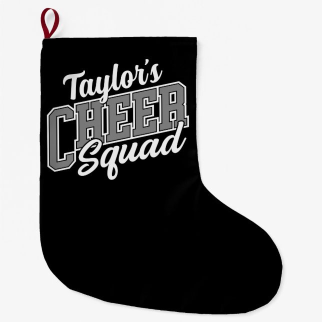 Custom NAME Cheerleader School Varsity Cheer Squad Large Christmas Stocking (Front)