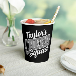 Custom NAME Cheerleader School Varsity Cheer Squad Paper Cups