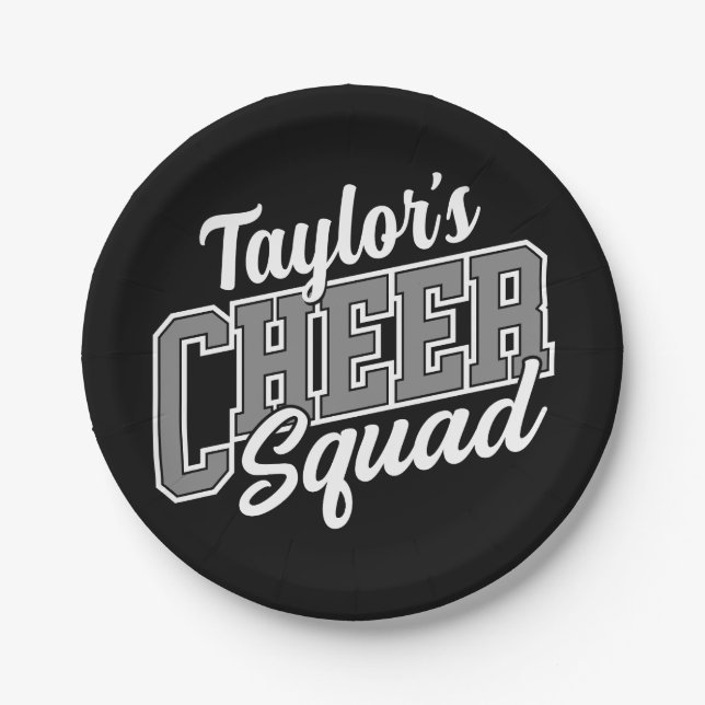 Custom NAME Cheerleader School Varsity Cheer Squad Paper Plate (Front)