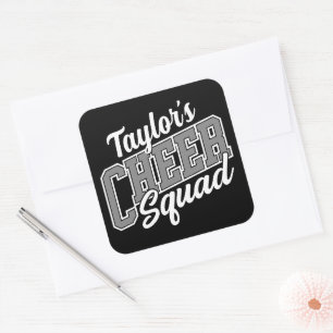 Custom NAME Cheerleader School Varsity Cheer Squad Square Sticker