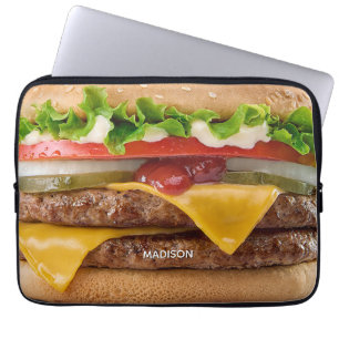 Custom Name Cheeseburger Laptop Sleeve