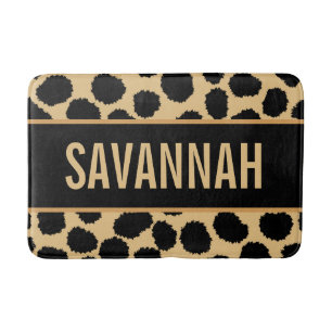 Custom Name Cheetah Animal Print Pattern Classic Bath Mat