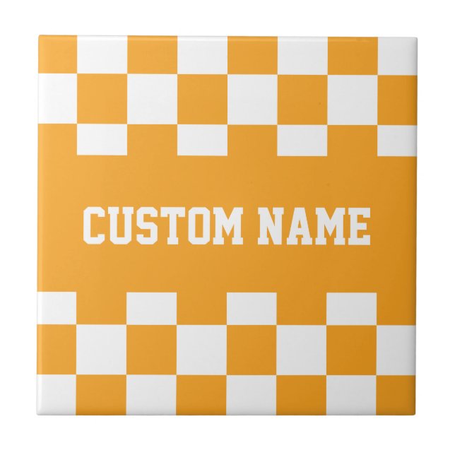 Custom Name Chequerboard Pattern Tile (Front)