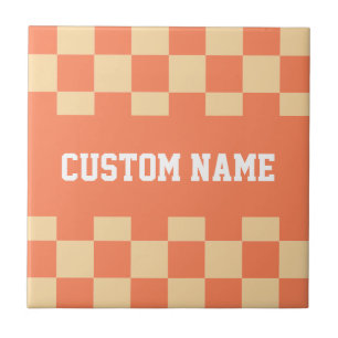 Custom Name Chequerboard Pattern Tile