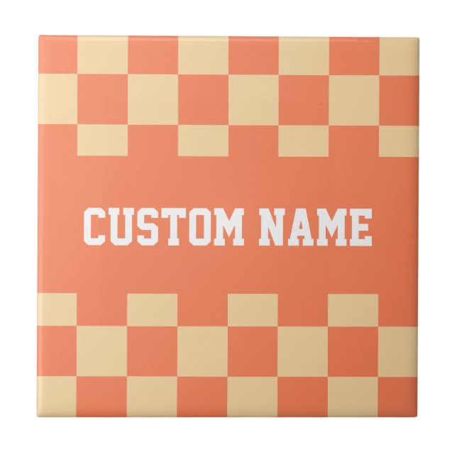Custom Name Chequerboard Pattern Tile (Front)