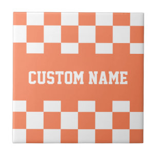 Custom Name Chequerboard Pattern Tile
